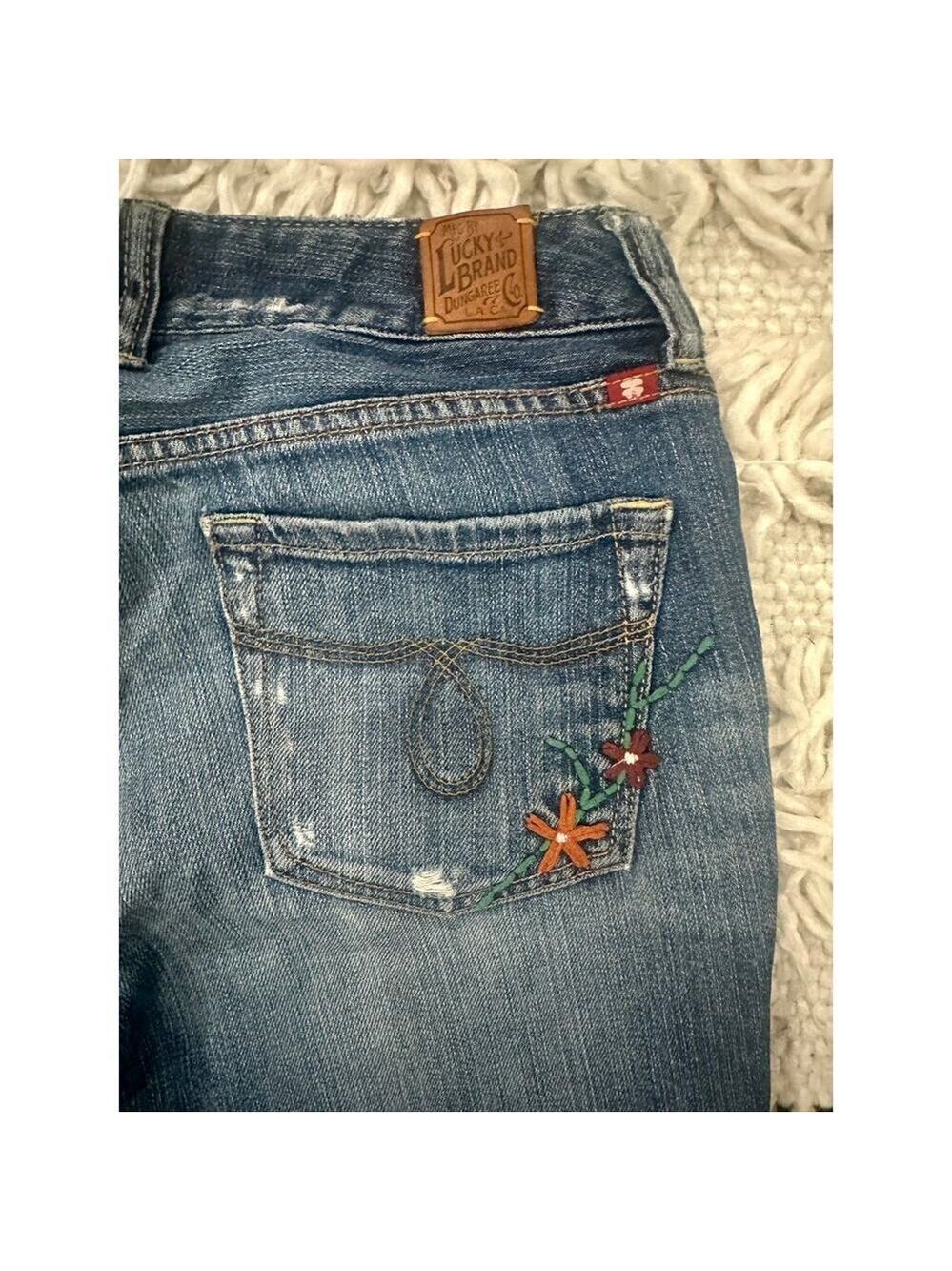 Vintage Lucky Brand Lola Bootcut Jeans 29 Embroidered Pockets Y2K Boho - Picture 11 of 15